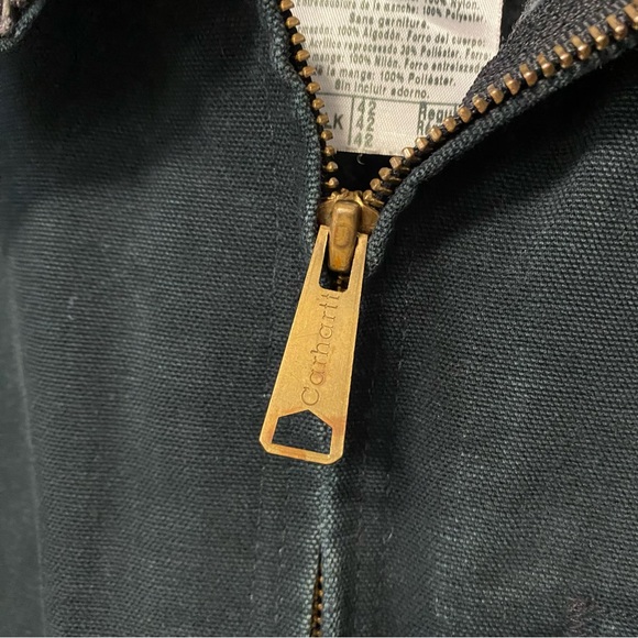 Vintage Carhartt Detroit Jacket Blanket Lined Forrest Green USA Mens 42R M / L - Picture 8 of 14